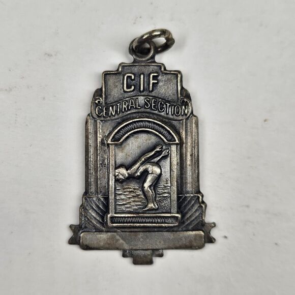 CIF Central Section Swimming Medal Award Charm Pendant 1974 Vintage - Picture 1 of 3